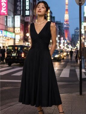 SUZY CHIN Jersey Knit Cocktail Evening Quiet Luxury Dress, 8